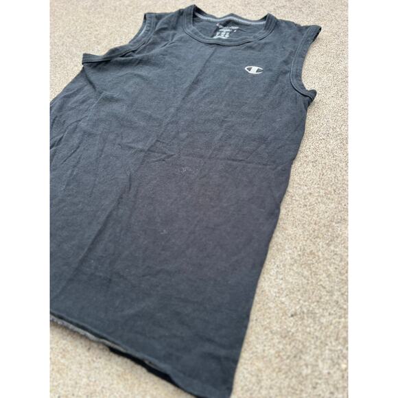 Y2K Champion Shirt Men Size Small Black Authentic Logo Sleeveless Tank Top - Picture 2 of 5
